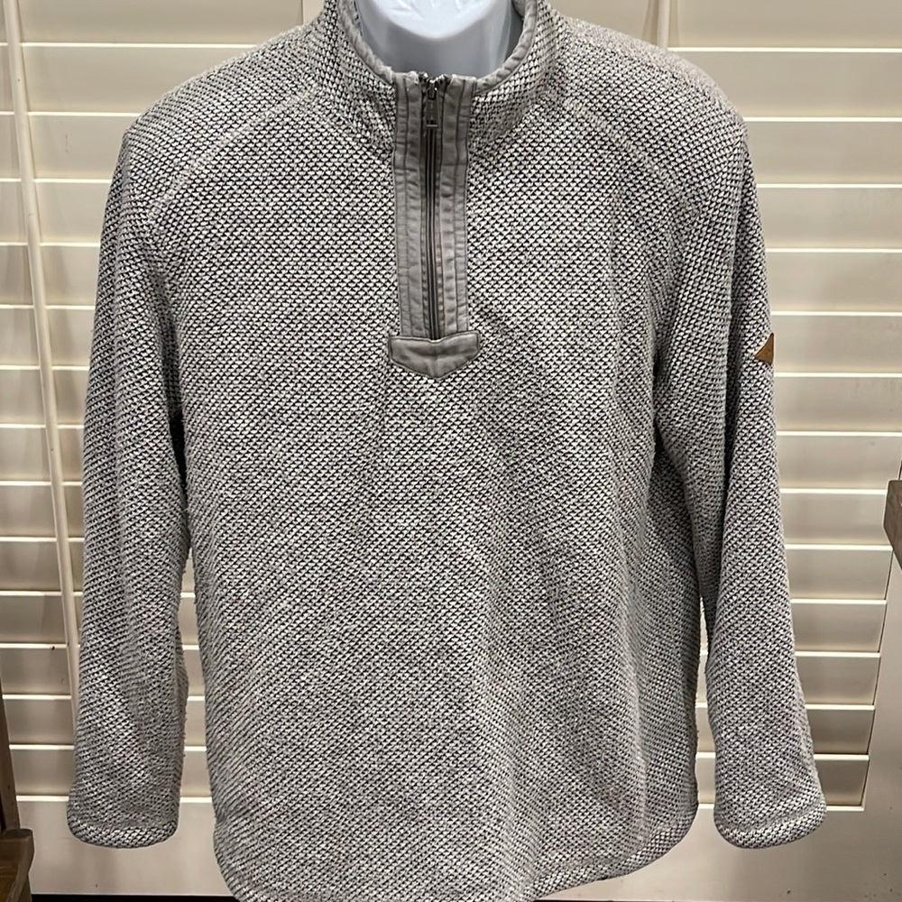 Orvis Sherpa Soft 1/4 Zip Long Sleeve Gray Knit Pullover Collared Sweater Size M
